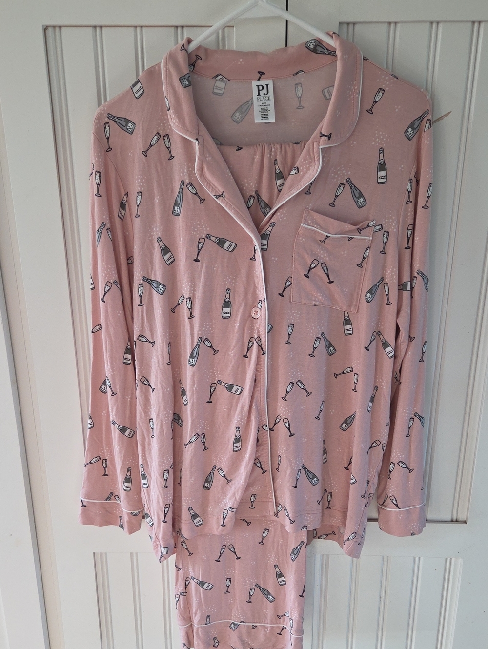 PJ Place Blush Champagne Bottle Print Pajama Set